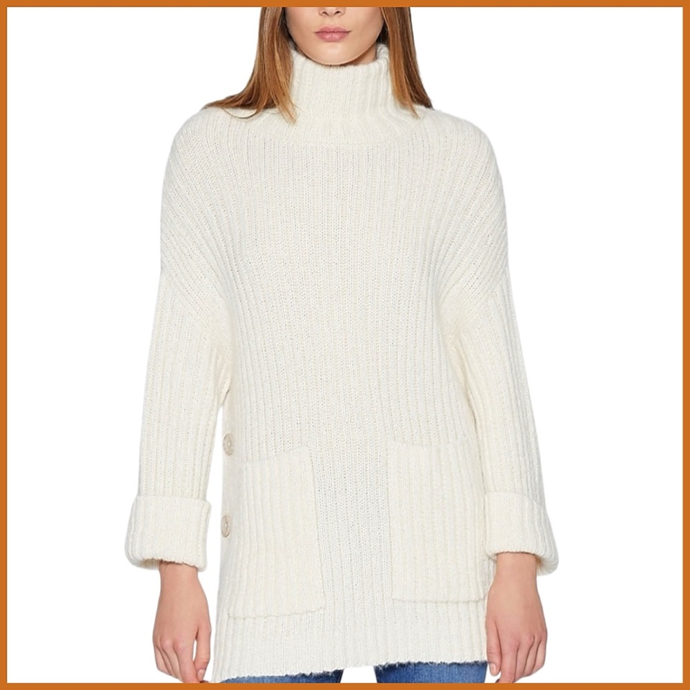 Joie Off White Alpaca Wool Blend Banain Turtleneck Sweater